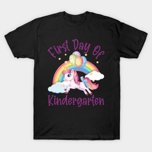 Cute Unicorn and Rainbow | First Day of Kindergarten T-Shirt